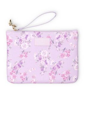 NWT LoveShackFancy Target Happy Thoughts Flat Zip Pencil Case w/ Strap Hibiscus